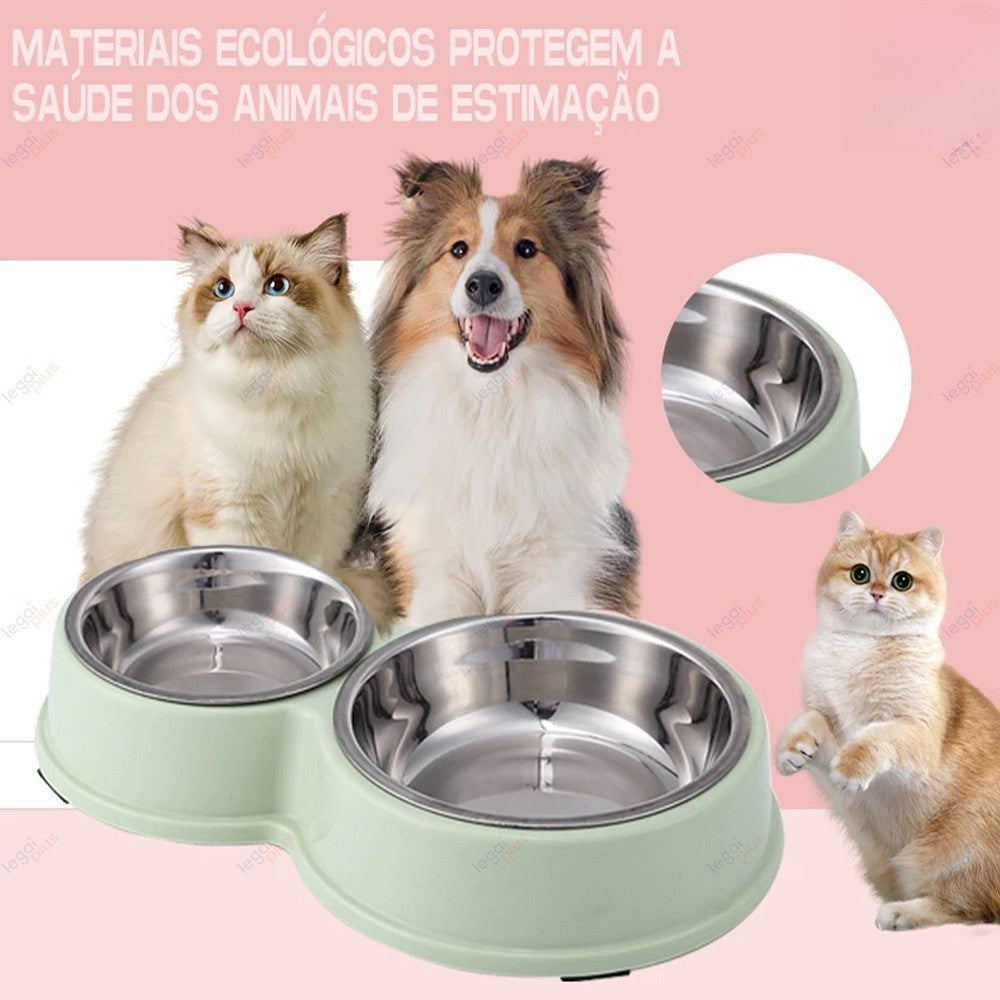 Bebedouro duplo de aço, para Cães e Gatos