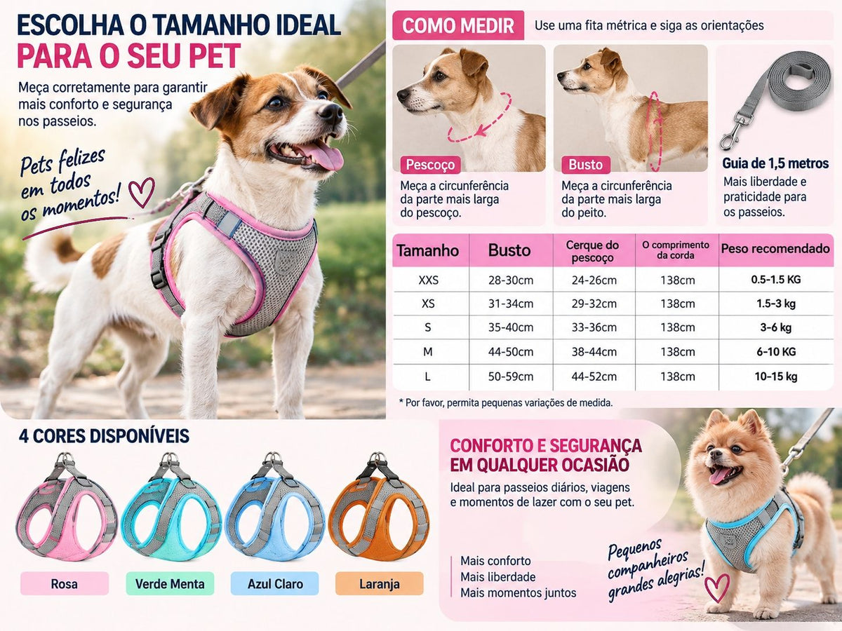 Colete Peitoral de Luxo para Cães.